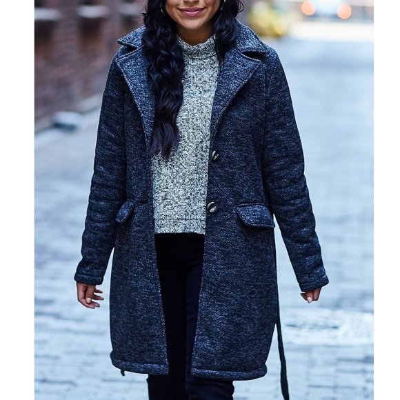 Steve Madden Charcoal Heather Tie-Waist Coat - Picture 3 of 4